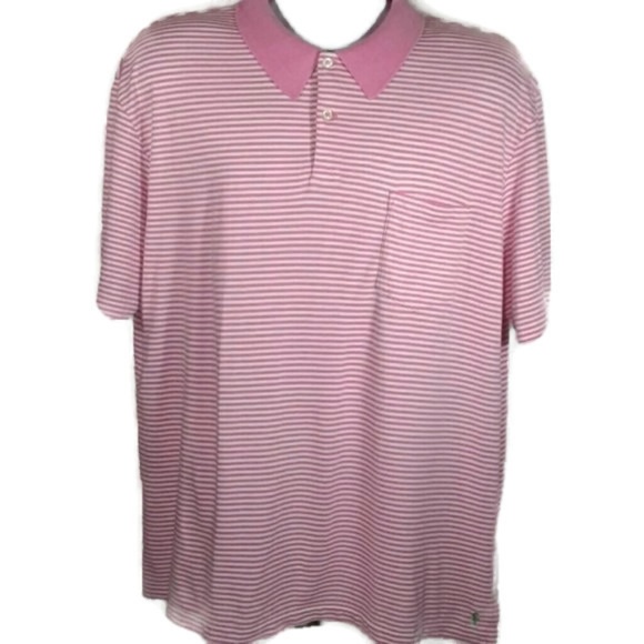 pink and white striped ralph lauren polo